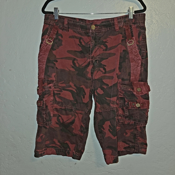Twoce CARGO SHORTS CAMO Skater Pockets Grunge Utility Y2K Streetwear Sz 34 - Picture 1 of 8